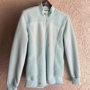 Adidas fleece zip up jacket. Very warm and cozy.  Mint green.